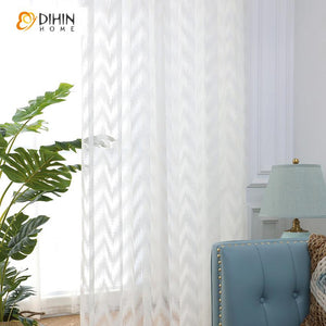 DIHIN HOME Modern Fashion Waves Sheer Curtain, Grommet Window Curtain for Living Room ,52x63-inch,1 Panel