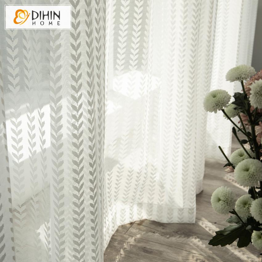 DIHIN HOME Modern Geometric Day Curtains ,Sheer Curtain, Grommet Window Curtain for Living Room ,52x63-inch,1 Panel