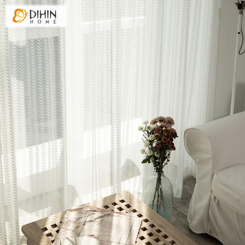 DIHIN HOME Modern Geometric Day Curtains ,Sheer Curtain, Grommet Window Curtain for Living Room ,52x63-inch,1 Panel