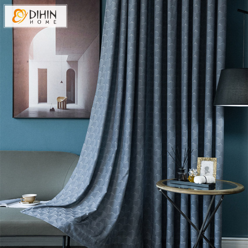 DIHIN HOME Modern Geometric Sheer Curtain,Grommet Window Curtain for Living Room,52x63-inch,1 Panel