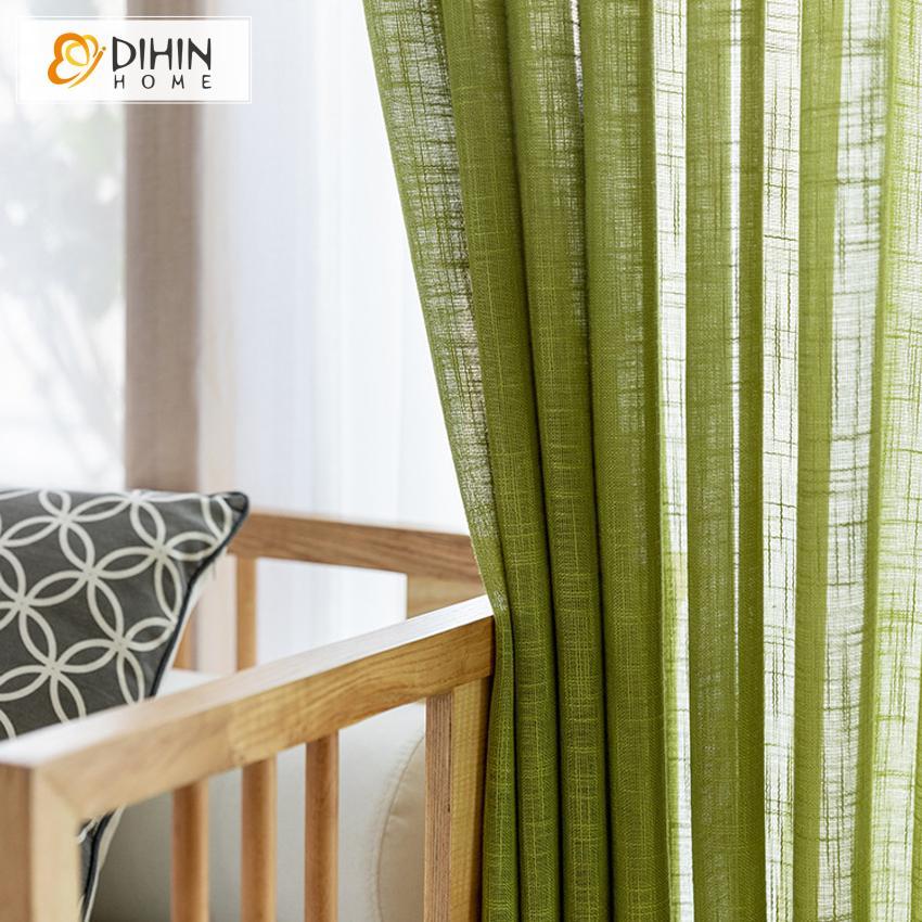 DIHINHOME Home Textile Sheer Curtain DIHIN HOME Modern Green Day Curtain ,Sheer Curtain, Grommet Window Curtain for Living Room ,52x63-inch,1 Panel