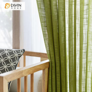 DIHINHOME Home Textile Sheer Curtain DIHIN HOME Modern Green Day Curtain ,Sheer Curtain, Grommet Window Curtain for Living Room ,52x63-inch,1 Panel