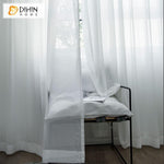 DIHIN HOME Modern High Quality White Striped Sheer Curtain, Grommet Window Curtain for Living Room ,52x63-inch,1 Panel