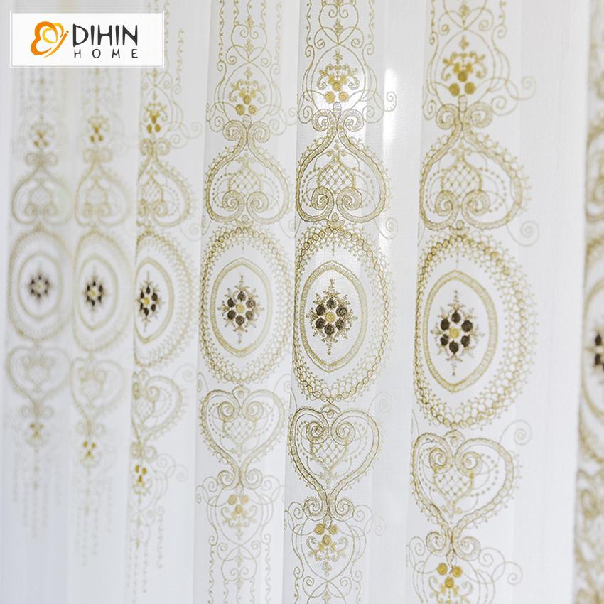 DIHIN HOME Modern Jacquard Window Screening ,Sheer Curtain, Grommet Window Curtain for Living Room ,52x63-inch,1 Panel