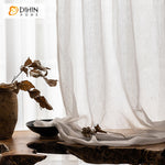 DIHINHOME Home Textile Sheer Curtain DIHIN HOME Modern Linen Fabric Natural Sheer Curtain, Grommet Window Curtain for Living Room ,52x63-inch,1 Panel