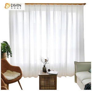 DIHIN HOME Modern Pure White Tulle ,Sheer Curtain, Grommet Window Curtain for Living Room ,52x63-inch,1 Panel