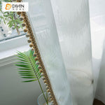 DIHIN HOME Modern Sheer Curtain With Bead Lace, Grommet Window Curtain for Living Room ,52x63-inch,1 Panel