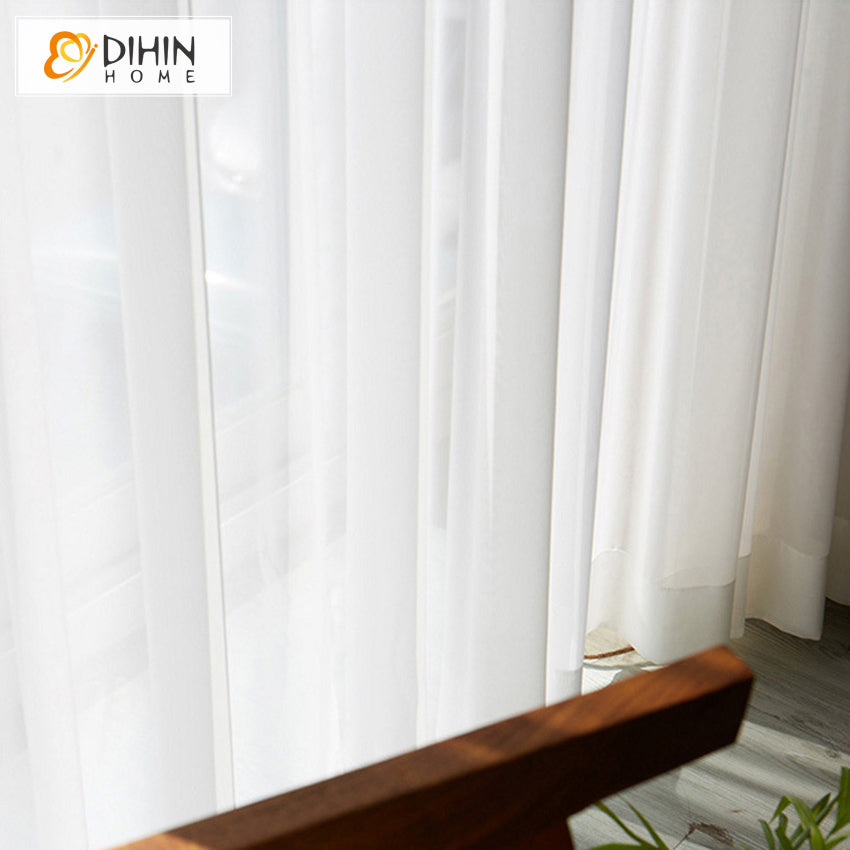 DIHINHOME Home Textile Sheer Curtain DIHIN HOME Modern Simple White Color,Sheer Curtain,Grommet Window Curtain for Living Room ,52x63-inch,1 Panel