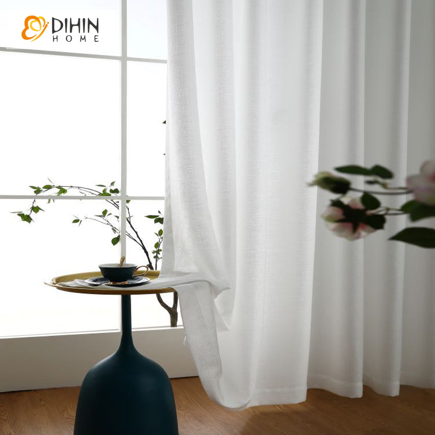 DIHINHOME Home Textile Sheer Curtain DIHIN HOME Modern Simple White Sheer Curtain,Grommet Window Curtain for Living Room ,52x63-inch,1 Panel