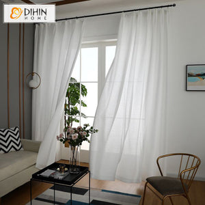 DIHIN HOME Modern Simple White Sheer Curtain,Grommet Window Curtain for Living Room ,52x63-inch,1 Panel