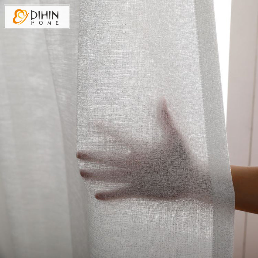 DIHINHOME Home Textile Sheer Curtain DIHIN HOME Modern Simple White Sheer Curtain,Grommet Window Curtain for Living Room ,52x63-inch,1 Panel