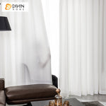 DIHIN HOME Modern Simple White Sheer Curtain,Grommet Window Curtain for Living Room ,52x63-inch,1 Panel