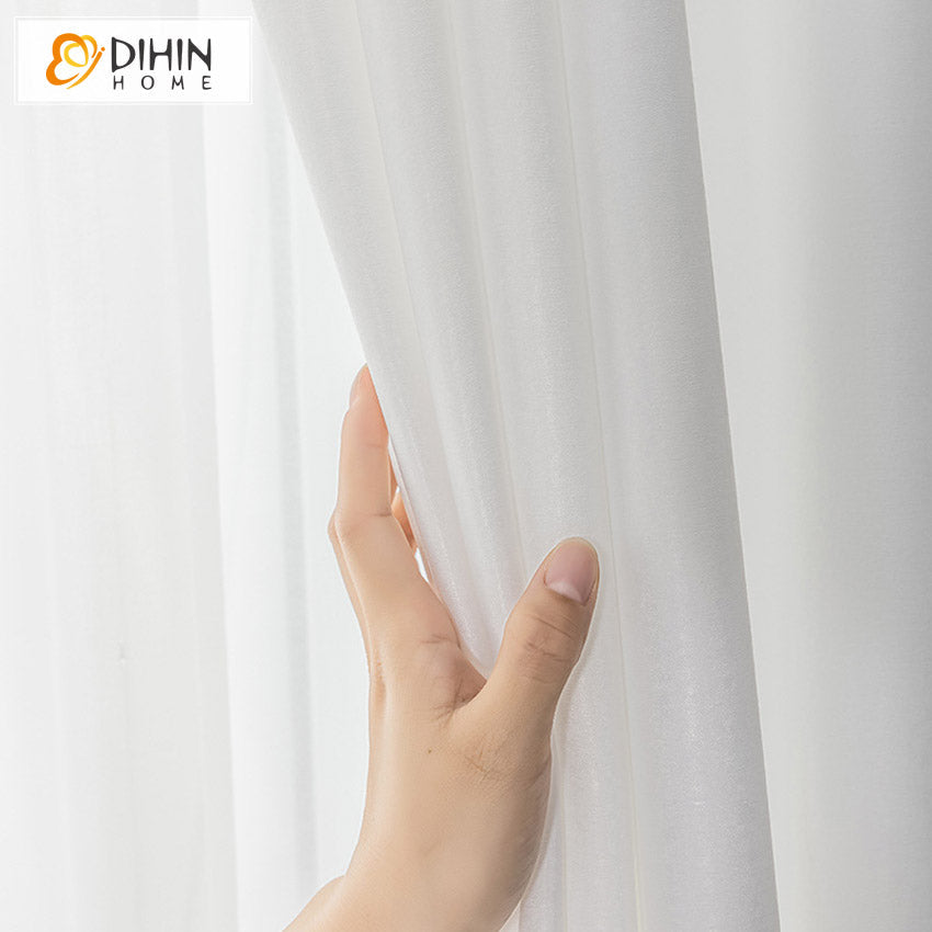 DIHINHOME Home Textile Sheer Curtain DIHIN HOME Modern Simple White Sheer Curtain,Grommet Window Curtain for Living Room ,52x63-inch,1 Panel