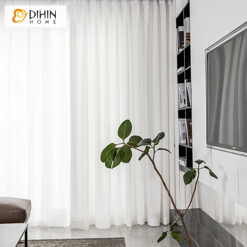 DIHINHOME Home Textile Sheer Curtain DIHIN HOME Modern Simple White Sheer Curtain,Grommet Window Curtain for Living Room ,52x63-inch,1 Panel