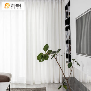 DIHINHOME Home Textile Sheer Curtain DIHIN HOME Modern Simple White Sheer Curtain,Grommet Window Curtain for Living Room ,52x63-inch,1 Panel