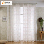 DIHIN HOME Modern Small Dots Embroidered,Sheer Curtain, Grommet Window Curtain for Living Room ,52x63-inch,1 Panel