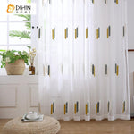 DIHIN HOME Modern Striped Embroidered Sheer Curtain, Grommet Window Curtain for Living Room ,52x63-inch,1 Panel