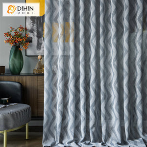 DIHINHOME Home Textile Sheer Curtain DIHIN HOME Modern Striped Sheer Curtain,Grommet Window Curtain for Living Room,52x63-inch,1 Panel