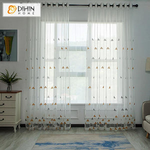 DIHIN HOME Modern Triangle Window Screening ,Sheer Curtain, Grommet Window Curtain for Living Room ,52x63-inch,1 Panel