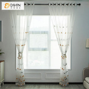 DIHIN HOME Modern Triangle Window Screening ,Sheer Curtain, Grommet Window Curtain for Living Room ,52x63-inch,1 Panel