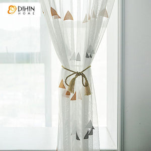 DIHIN HOME Modern Triangle Window Screening ,Sheer Curtain, Grommet Window Curtain for Living Room ,52x63-inch,1 Panel