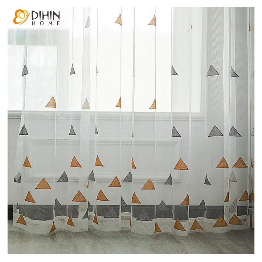 DIHIN HOME Modern Triangle Window Screening ,Sheer Curtain, Grommet Window Curtain for Living Room ,52x63-inch,1 Panel