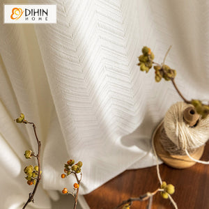 DIHINHOME Home Textile Sheer Curtain DIHIN HOME Modern Waves Sheer Curtains,Cotton Linen,Grommet Window Curtain for Living Room ,52x63-inch,1 Panel