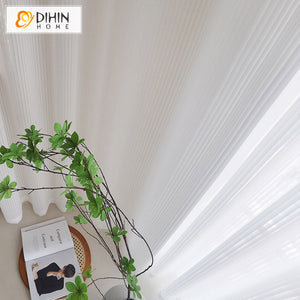 DIHINHOME Home Textile Sheer Curtain DIHIN HOME Modern White Color Fashion Striped Sheer Curtains,Grommet Window Curtain for Living Room,52x63-inch,1 Panel