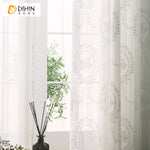 DIHINHOME Home Textile Sheer Curtain DIHIN HOME Modern White Color Jacquard Sheer Curtains,Grommet Window Curtain for Living Room,52x63-inch,1 Panel