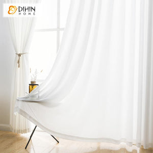 DIHINHOME Home Textile Sheer Curtain DIHIN HOME Modern White Color Sheer Curtains,Blackout Grommet Window Curtain for Living Room ,52x63-inch,1 Panel