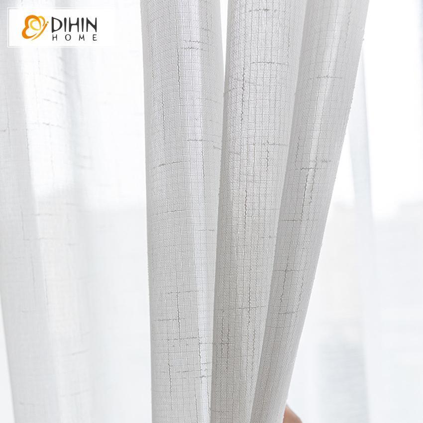 DIHINHOME Home Textile Sheer Curtain DIHIN HOME Modern White Day Curtain ,Sheer Curtain, Grommet Window Curtain for Living Room ,52x63-inch,1 Panel