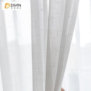 DIHINHOME Home Textile Sheer Curtain DIHIN HOME Modern White Day Curtain ,Sheer Curtain, Grommet Window Curtain for Living Room ,52x63-inch,1 Panel