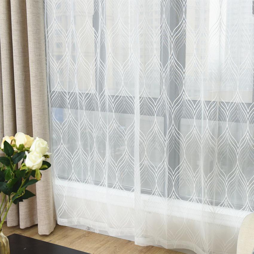 DIHINHOME Home Textile Sheer Curtain DIHIN HOME  Modern White Day Curtains ,Sheer Curtain, Grommet Window Curtain for Living Room ,52x63-inch,1 Panel