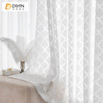 DIHINHOME Home Textile Sheer Curtain DIHIN HOME Modern White Diamond Shape Emboridered Sheer Curtain, Grommet Window Curtain for Living Room ,52x63-inch,1 Panelriped