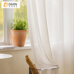 DIHINHOME Home Textile Sheer Curtain DIHIN HOME Modern White Geometric Sheer Curtain, Grommet Window Curtain for Living Room ,52x63-inch,1 Panel