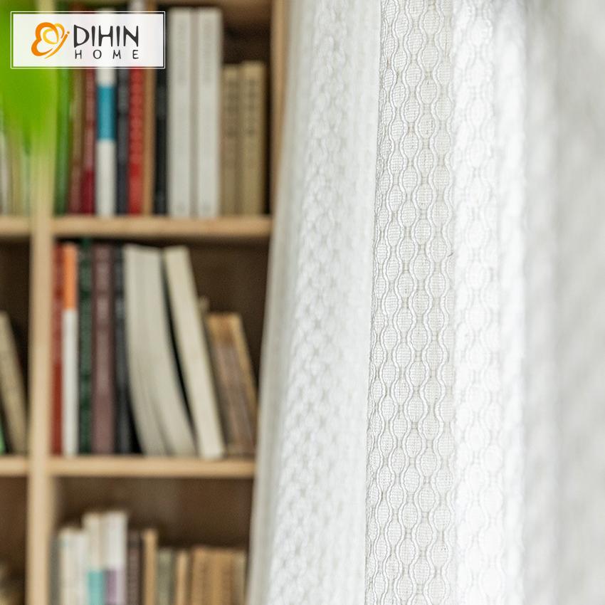 DIHINHOME Home Textile Sheer Curtain DIHIN HOME Modern White Geometric Sheer Curtain, Grommet Window Curtain for Living Room ,52x63-inch,1 Panel Roman Shades Window Curtains Curtains Window Blinds Curtains Drapes