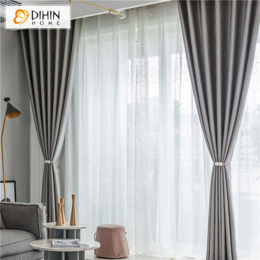 DIHINHOME Home Textile Sheer Curtain DIHIN HOME Modern White Mesh Jacquard Sheer Curtains,Grommet Window Curtain for Living Room,52x63-inch,1 Panel