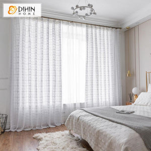 DIHIN HOME Modern White Sheer Curtain, Grommet Window Curtain for Living Room ,52x63-inch,1 Panel