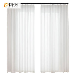 DIHINHOME Home Textile Sheer Curtain DIHIN HOME Modern White Striped Sheer Curtain,Grommet Window Curtain for Living Room ,52x63-inch,1 Panel