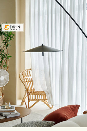 DIHINHOME Home Textile Sheer Curtain DIHIN HOME Modern White Strips Sheer Curtain, Grommet Window Curtain for Living Room ,52x63-inch,1 Panelriped