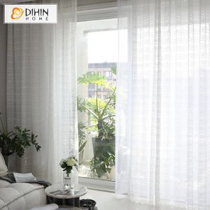 DIHIN HOME Modern White Tulle Curtain,Sheer Curtain, Grommet Window Curtain for Living Room ,52x63-inch,1 Panel