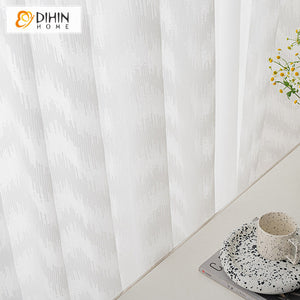 DIHINHOME Home Textile Sheer Curtain DIHIN HOME Modern White Waves,Sheer Curtain, Grommet Window Curtain for Living Room ,52x63-inch,1 Panel