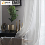 DIHIN HOME Natural Cotton Linen White Striped ,Sheer Curtain, Grommet Window Curtain for Living Room ,52x63-inch,1 Panel