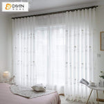 DIHINHOME Home Textile Sheer Curtain DIHIN HOME Noble Solid White Flowers Embroidered,Sheer Curtain,Blackout Grommet Window Curtain for Living Room ,52x63-inch,1 Panel