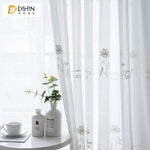 DIHINHOME Home Textile Sheer Curtain DIHIN HOME Noble Solid White Flowers Embroidered,Sheer Curtain,Blackout Grommet Window Curtain for Living Room ,52x63-inch,1 Panel