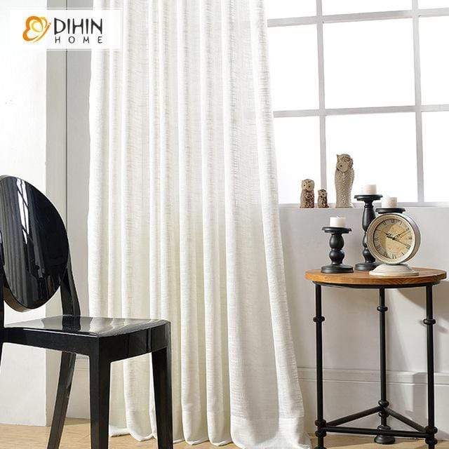 DIHINHOME Home Textile Sheer Curtain DIHIN HOME Noble Solid White,Sheer Curtain,Blackout Grommet Window Curtain for Living Room ,52x63-inch,1 Panel