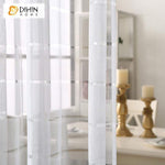DIHINHOME Home Textile Sheer Curtain DIHIN HOME Noble White Stripes Embroidered,Sheer Curtain,Blackout Grommet Window Curtain for Living Room ,52x63-inch,1 Panel
