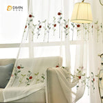DIHINHOME Home Textile Sheer Curtain DIHIN HOME Orange Flowers Embroidered,Sheer Curtain,Blackout Grommet Window Curtain for Living Room ,52x63-inch,1 Panel