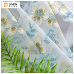 DIHINHOME Home Textile Sheer Curtain DIHIN HOME Pastoral Blue Flowers Embroidered,Sheer Curtain,Grommet Window Curtain for Living Room ,52x63-inch,1 Panel