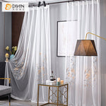 DIHIN HOME Pastoral Embroidered Sheer Curtain,Grommet Window Curtain for Living Room ,52x63-inch,1 Panel
